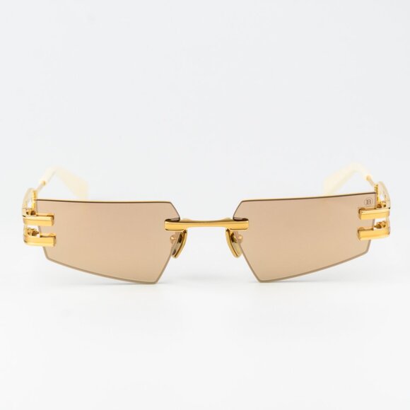 Balmain Women Sunglasses Titanium Gold Brown Geometric FIXE BPS-123D-54 - Picture 3 of 12